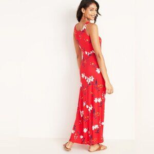 NWT Old Navy Red Floral Scoop-Neck Fit & Flare Maxi Dress, M
